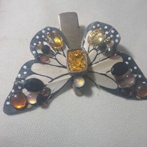 Elegant Butterfly Brooch with Yellow and Black Accents